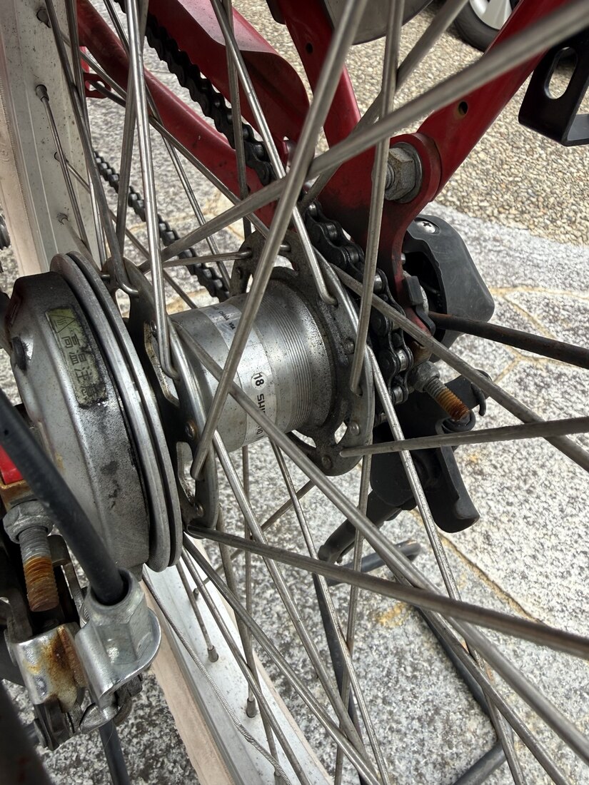 子乗せ電動アシスト自転車に装着された内装3段ハブ